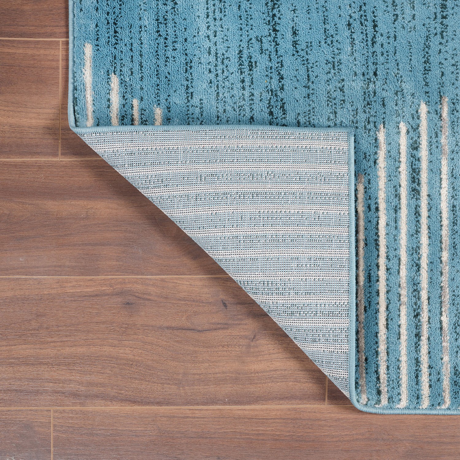 Rugshop Area Carpets Bohemian Stripe Jute Rug Carpets for Living Room Blue Rug