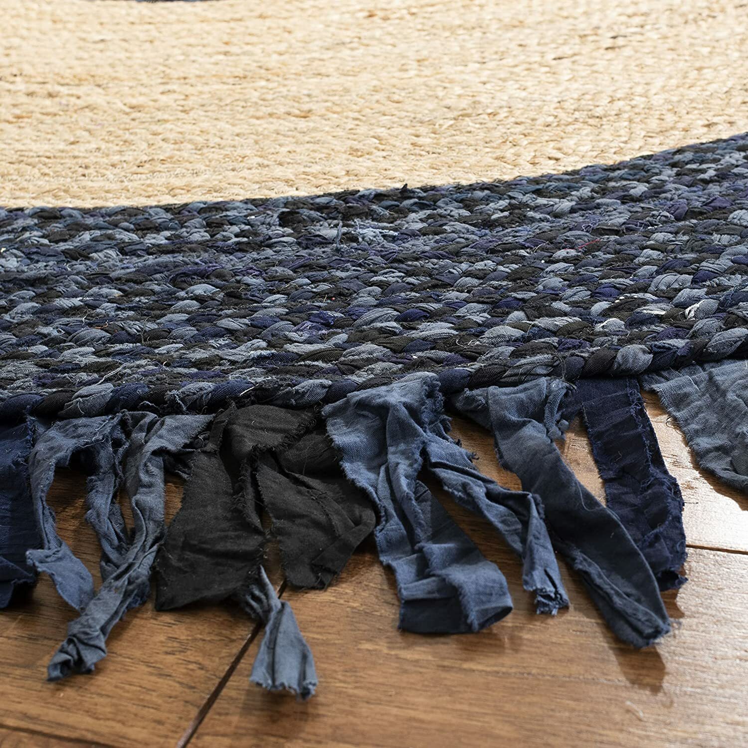 Rug 100% Natural Jute & Cotton Braided Style Carpet Reversible Modern Living Rug