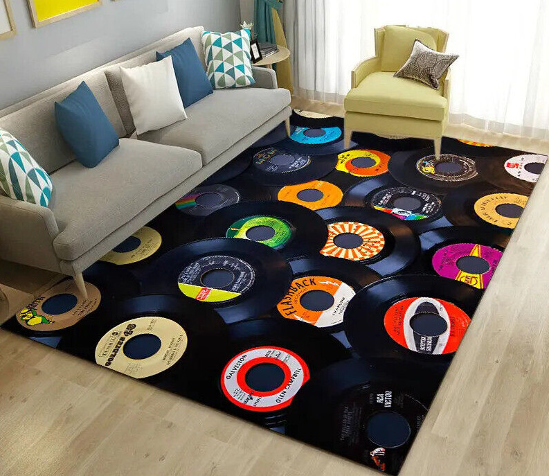Vintage Vinyl Record Music Rug Album Area Rug Music room Carpet Baby Floor Mat