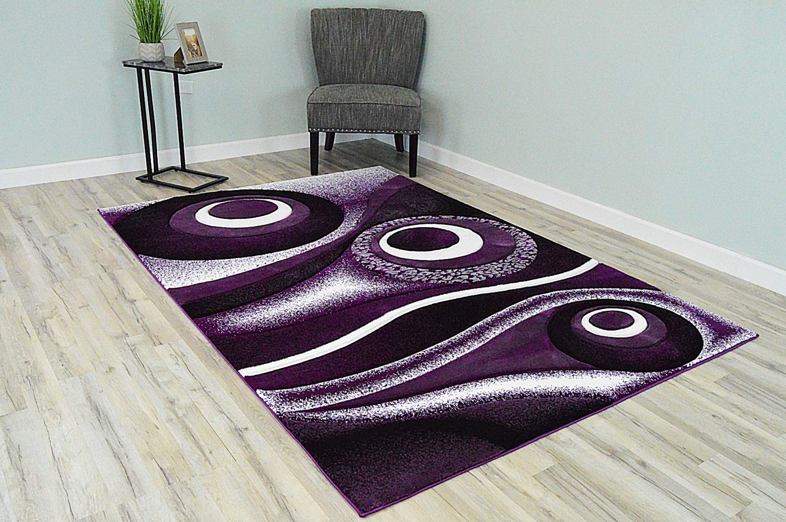Premium Carved Modern Contemporary Abstract Rug 1504 2’7×7’4 purple