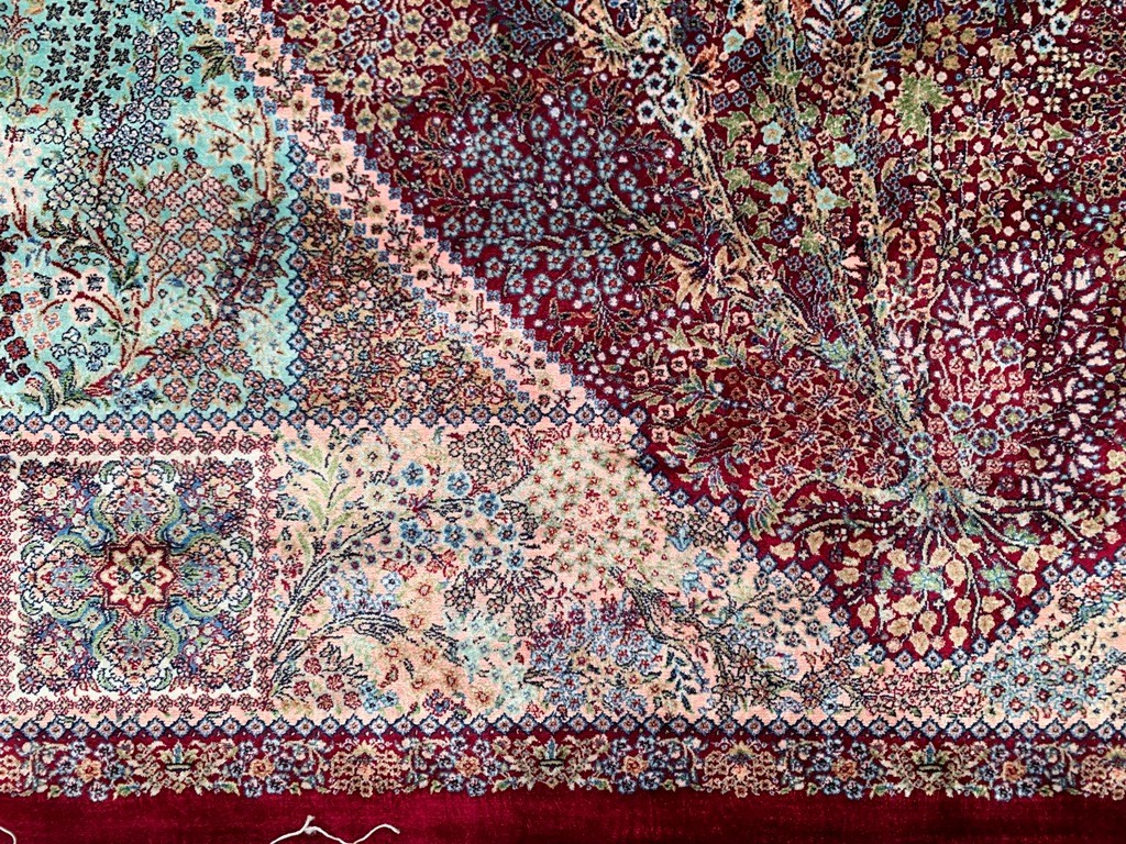 3×5 ft Luxury Silky Rugs Traditional Wall Hanging Rugs Tribal Silk Floral Rug
