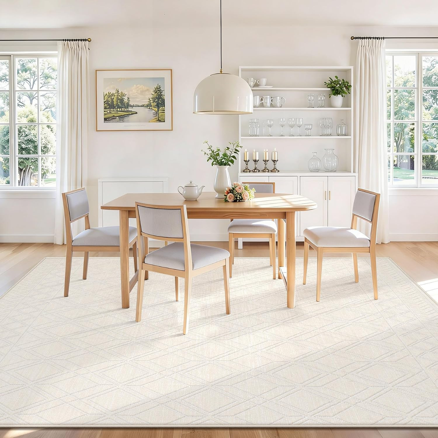 5X7 Area Rugs Washable Rug: Geometric Moroccan Farmhouse Rugs Large Living Room