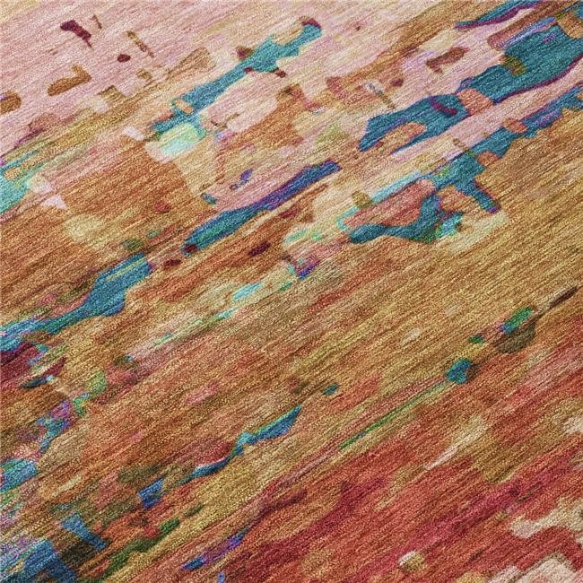 3×5 ft. Sage Teal Blue & Blush Abstract Washable Transitional Indoor & Outdoo…