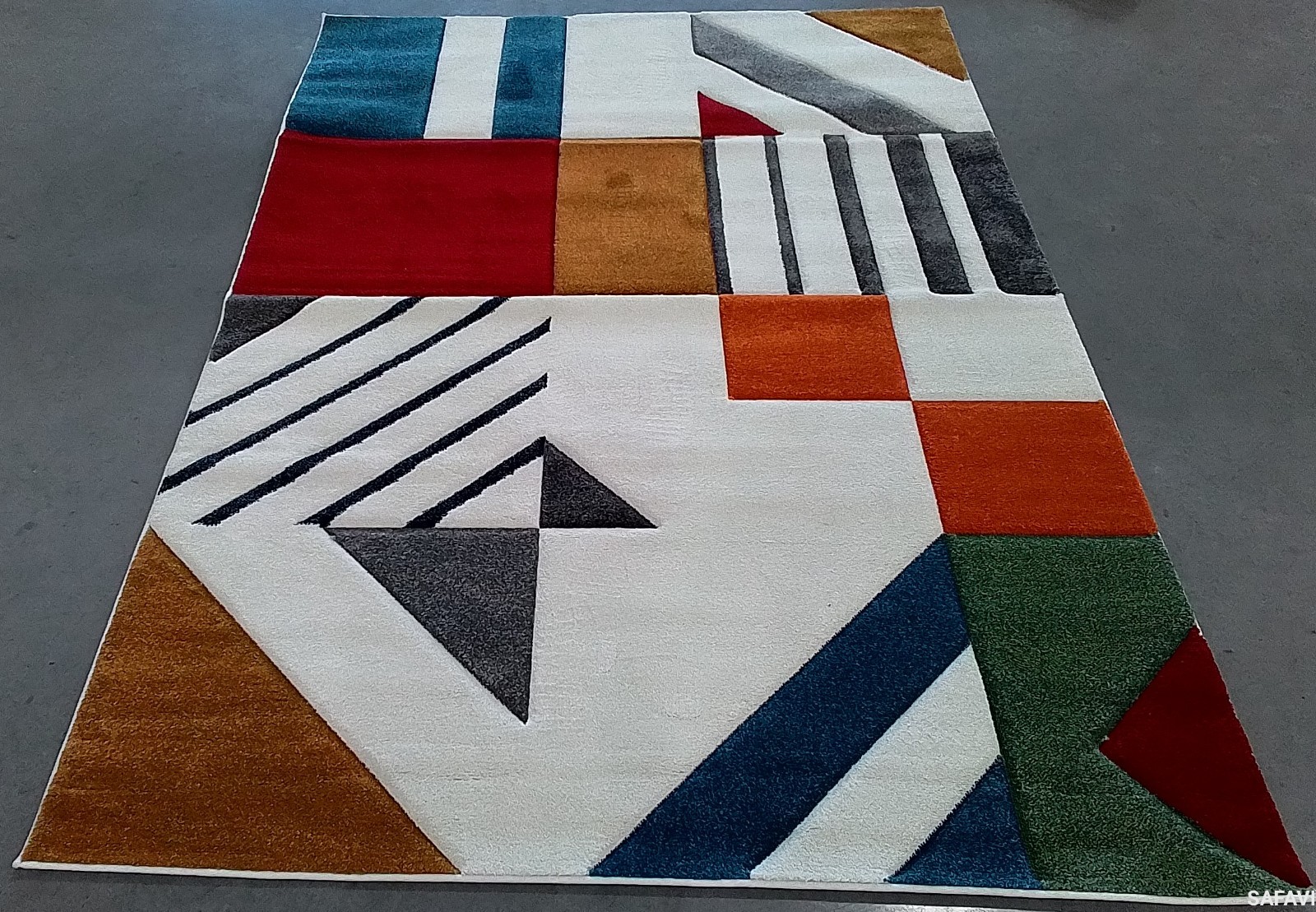 IVORY PEACOCK BLUE 5′-3″ x 7′-6″ Stained Rug Reduced Price 1172774886 HLW709B-5