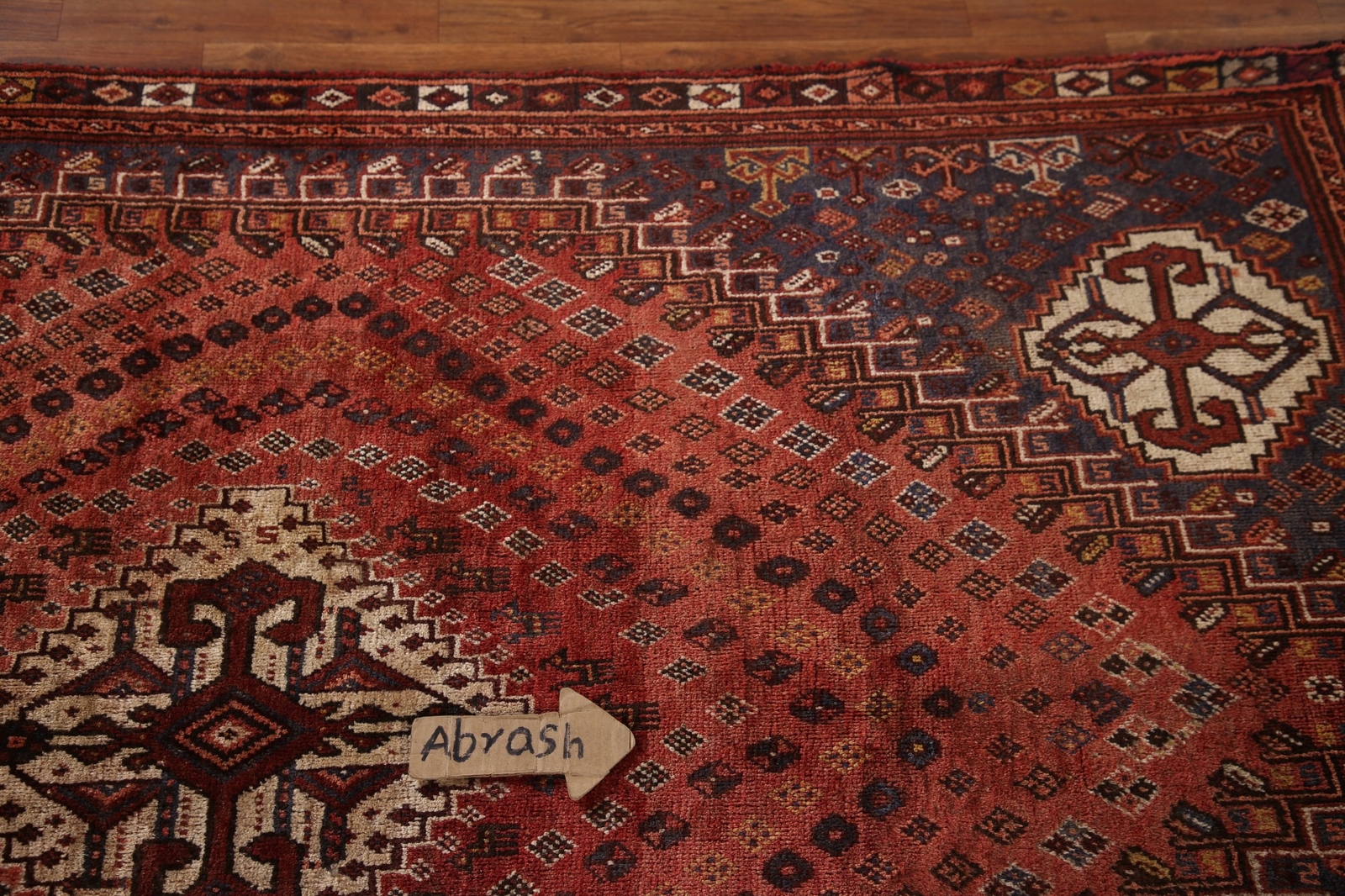 Vintage Geometric Kashkoli/ Abadeh Tribal Rug 5’x7′ Wool Hand-knotted Nomad Rug