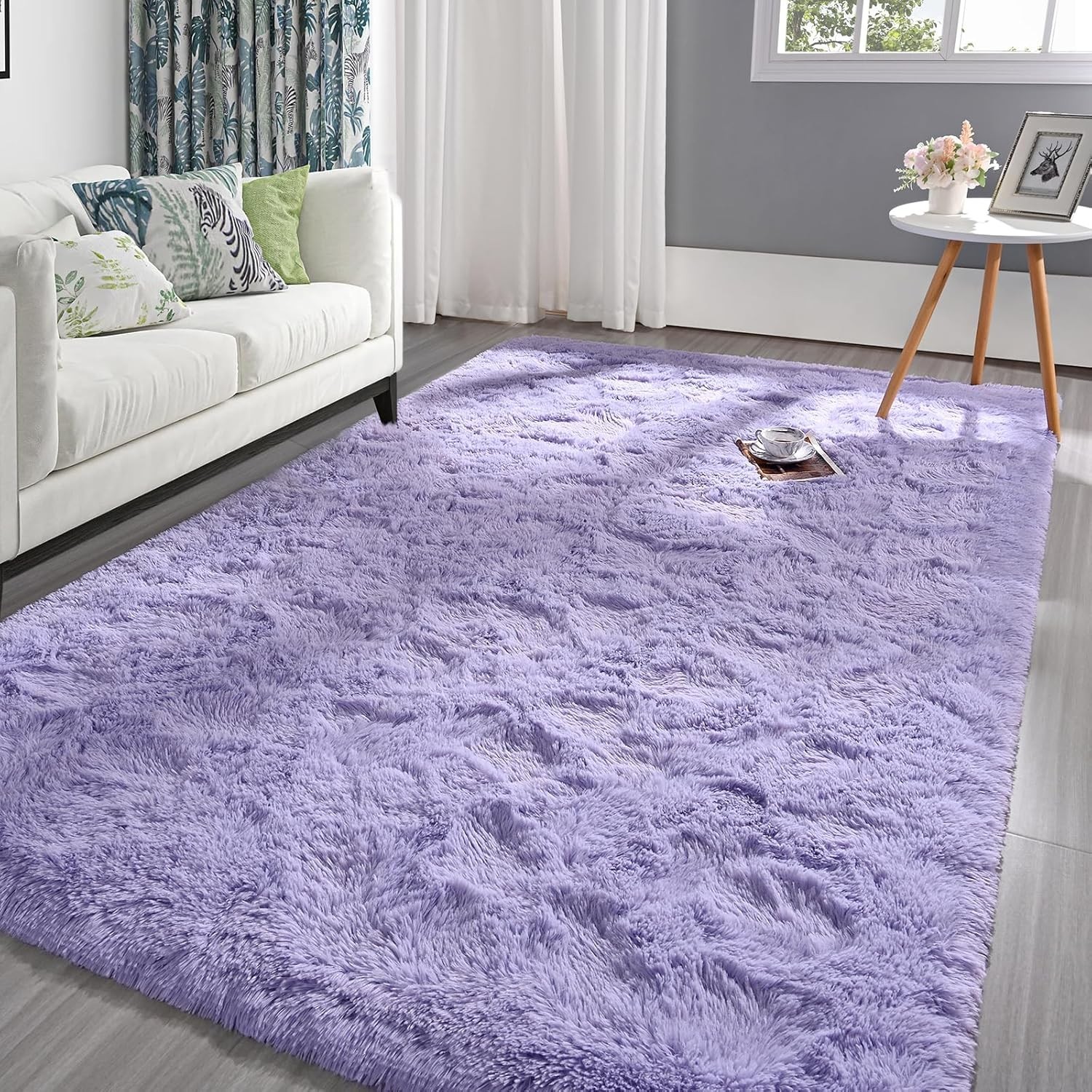 Fluffy Lavender Purple Area Rug for Bedroom Living Room, 3X5 Feet Soft Plush Fuz