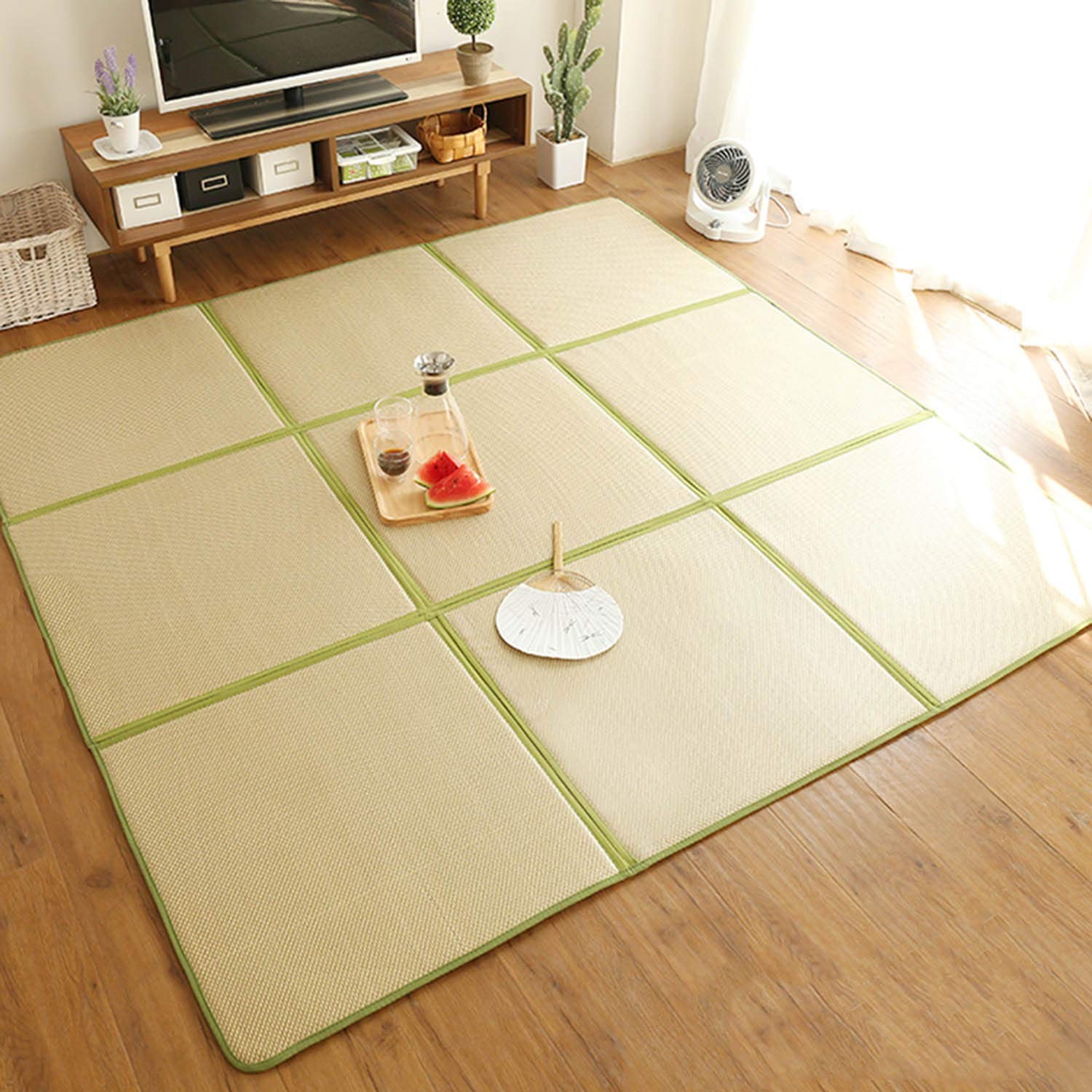 71” x 71” Tatami Mat Rattan Japanese Floor Mats 0.47” Thickness
