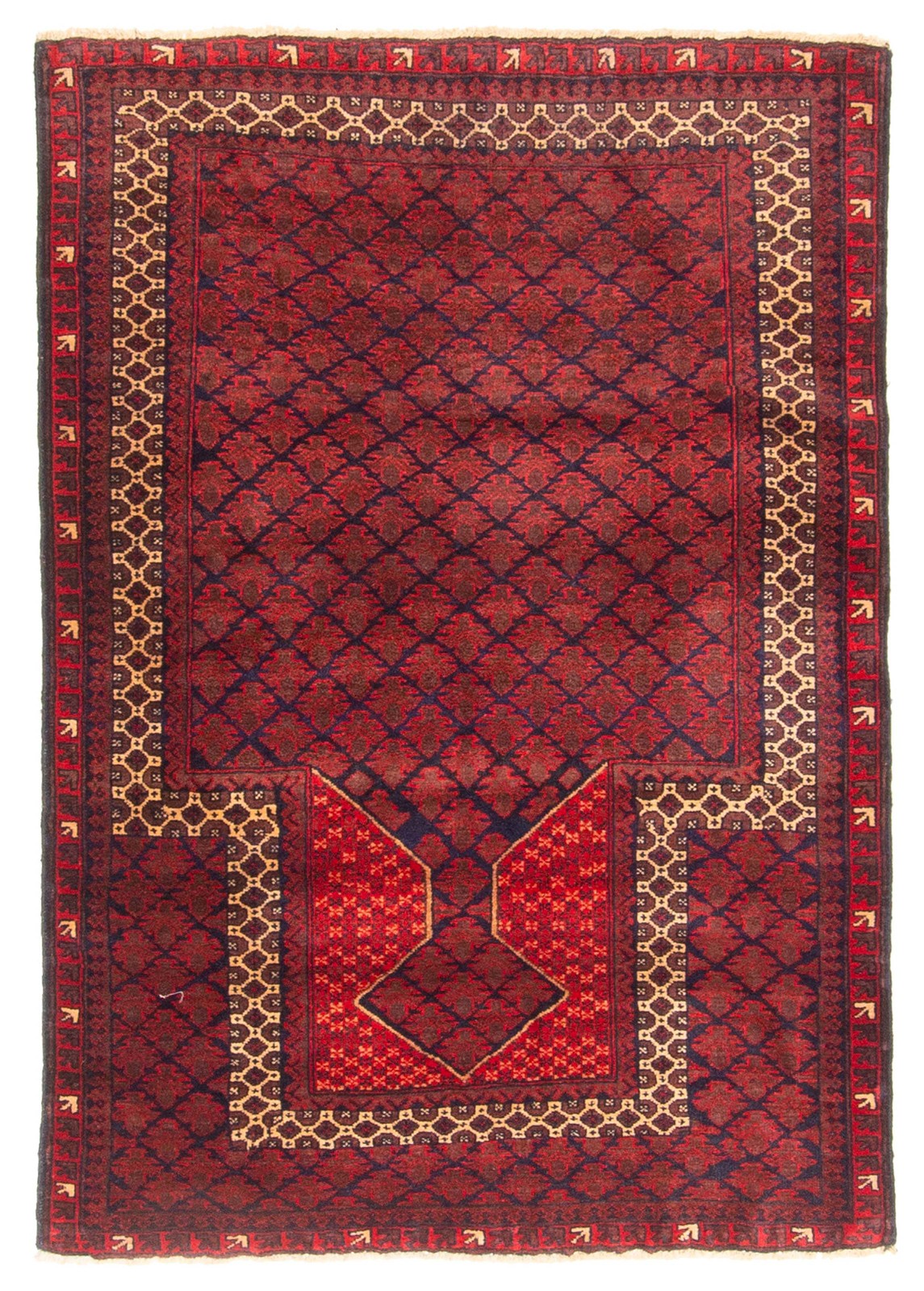 Vintage Hand-Knotted Area Rug 3’1″ x 4’5″ Traditional Oriental Wool Carpet