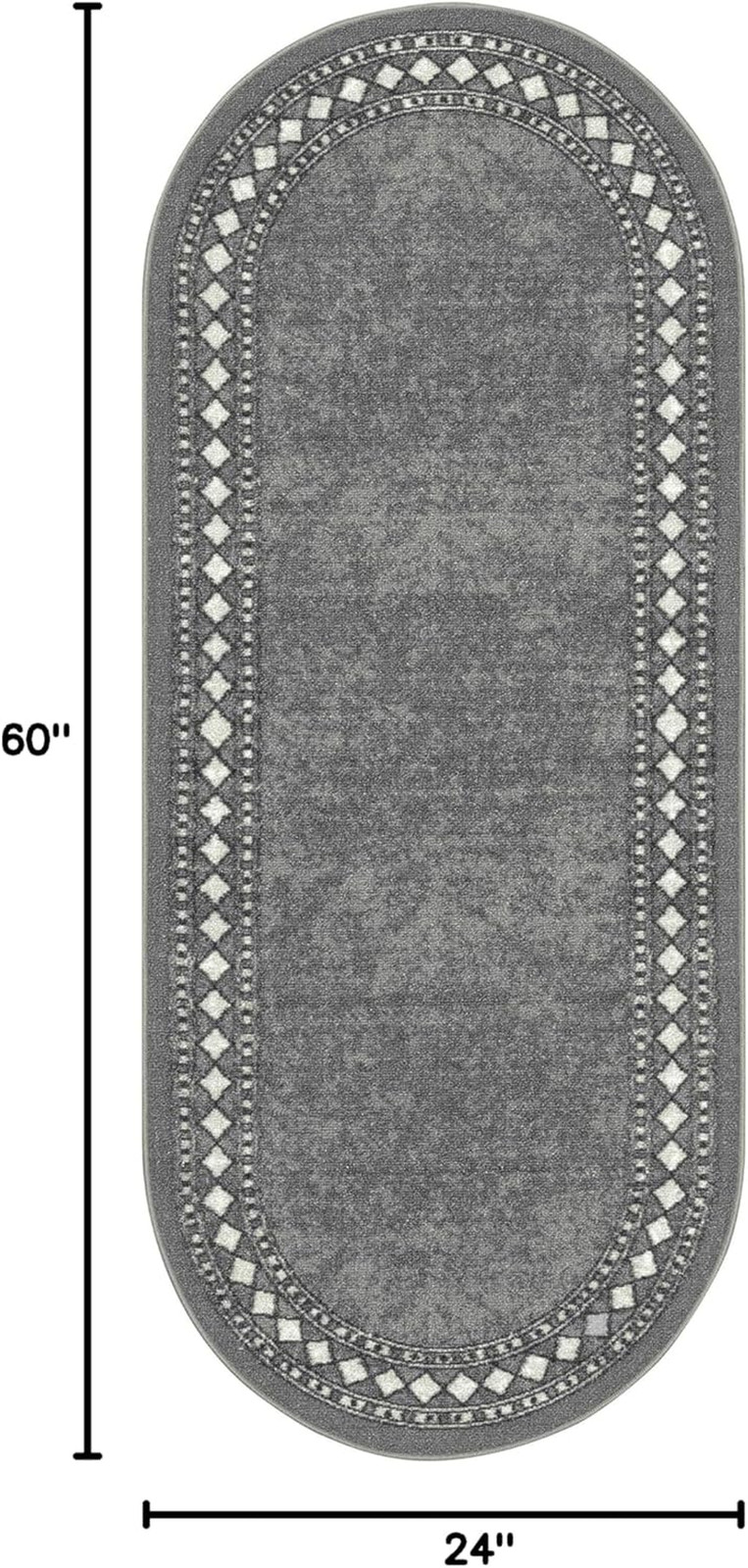 Alfombras Modern Bordered 2X5 Non-Skid (Non-Slip) Low Profile Pile Rubber Backin