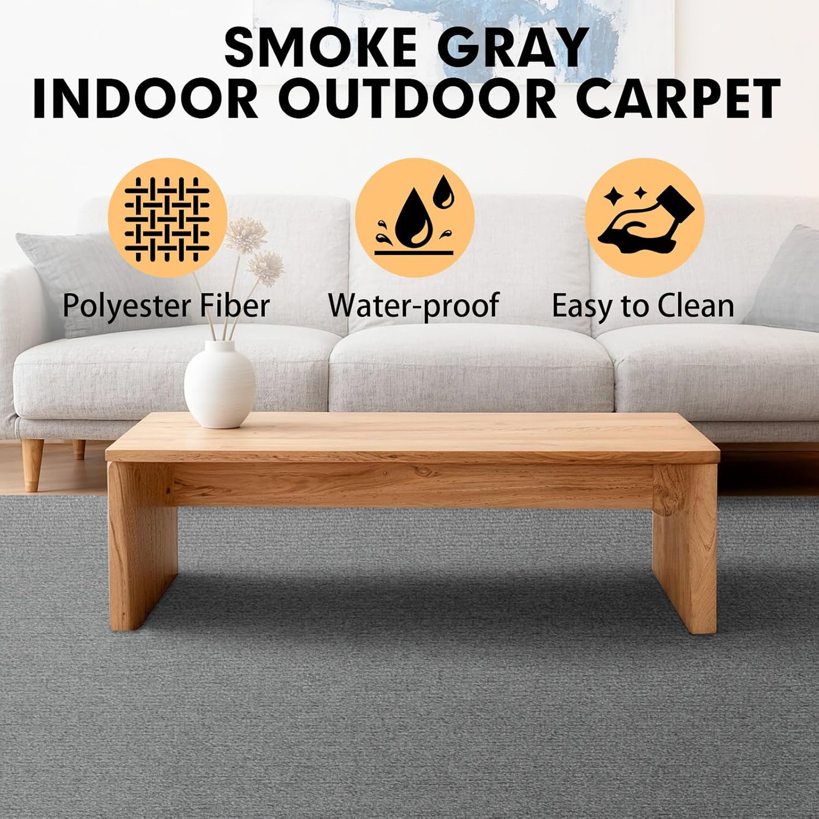 Marine Carpet 5 Foam WaterProof TPE Backing 10 ft Smoke Gray Indoor Outdoor Rug