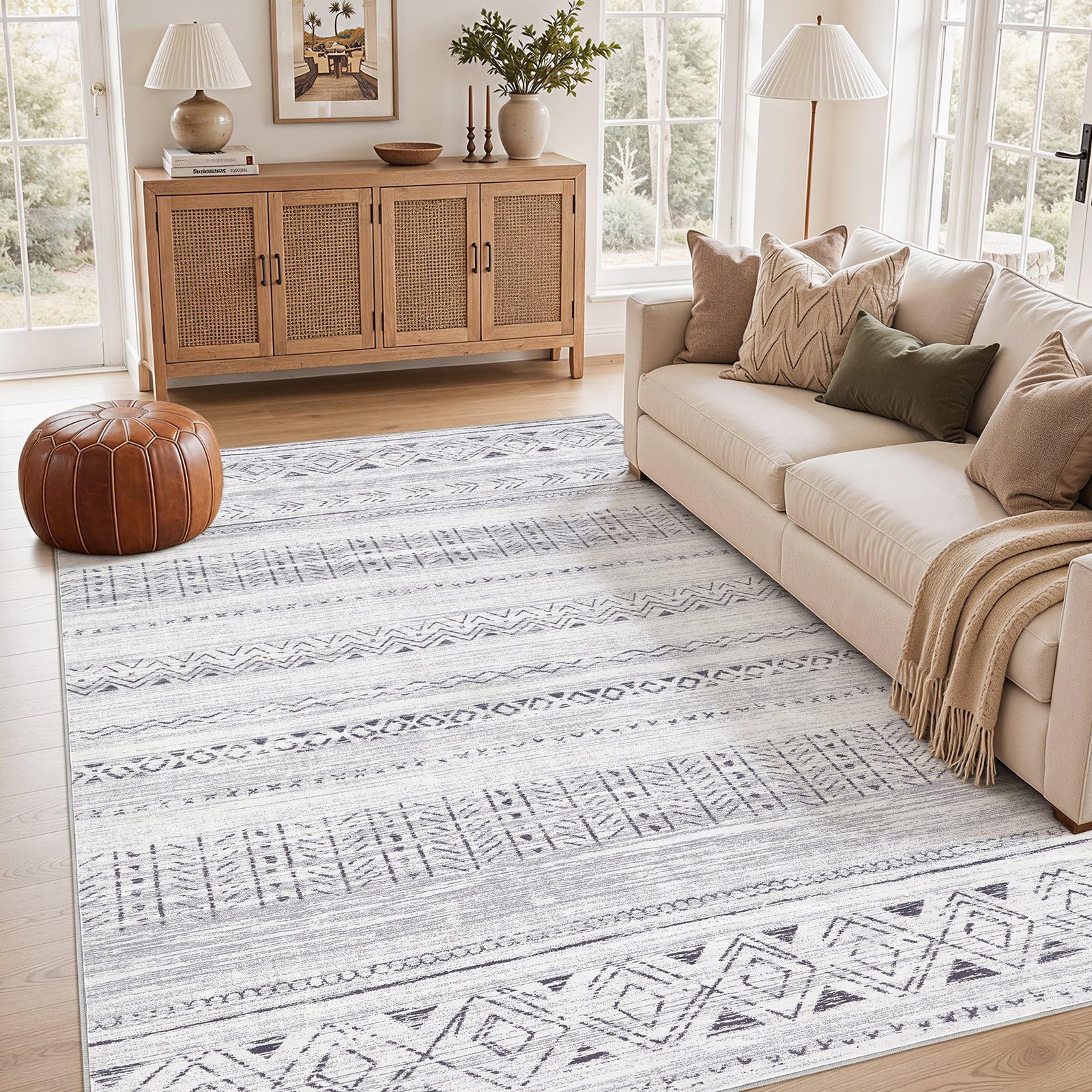 Washable Area Rugs Boho Living Room Rug Non Slip