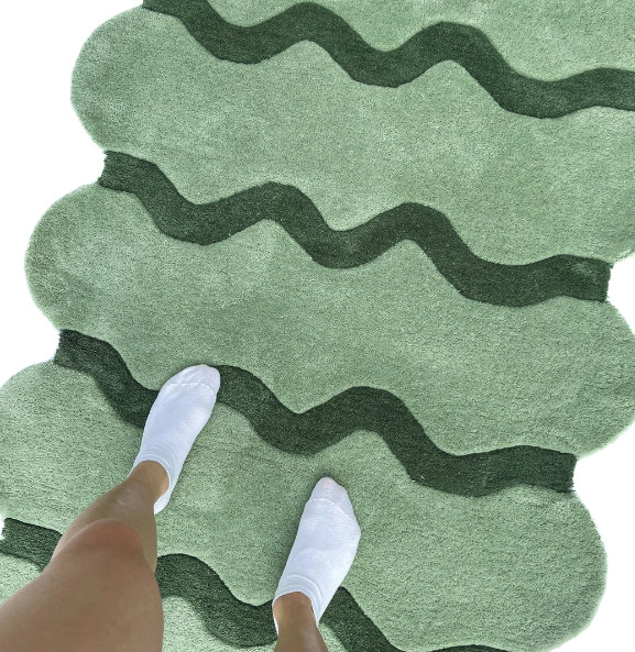 Sculpted Edge Hand Tufted Rug, Wavy Wool Area Rug Irregular Shape Rugs