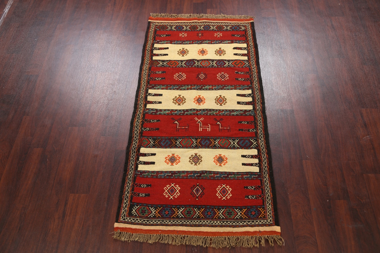 Tribal Geometric Sumak Kilim Oriental Area Rug Wool Flat Woven Traditional 3’x6′