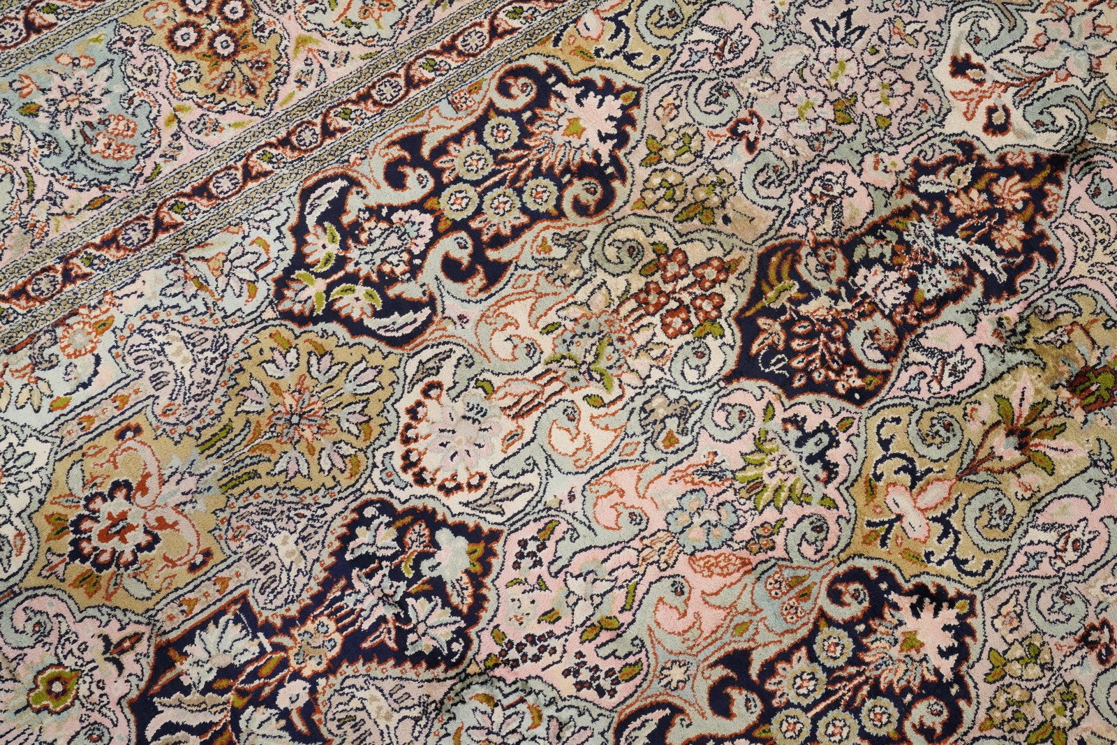 Vintage 100% Silk Kashmir Handmade Wool Area Rug Living Room Carpet 6×10