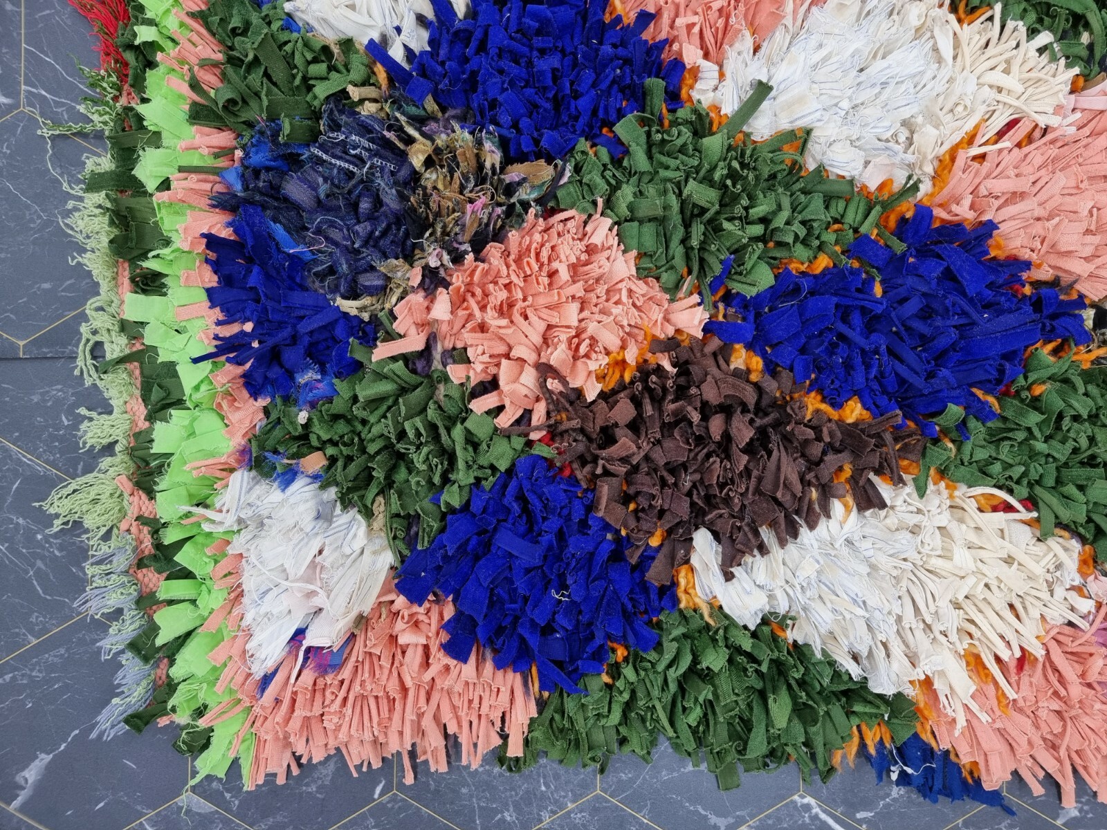 Moroccan Handmade Vintage Boucherouite Rug 2’2″x6’2″ Geometric Multicolor Carpet