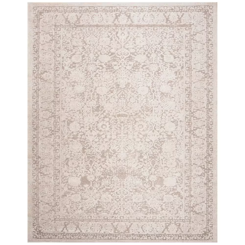 Reflection Beige/Cream 9 Ft. X 12 Ft. Border Distressed Area Rug
