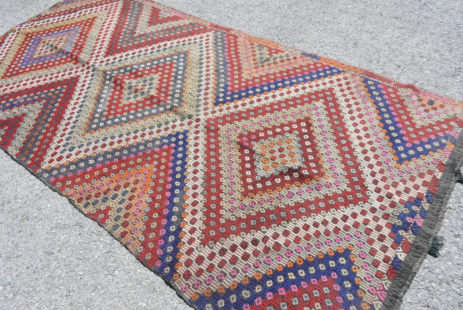4,8×9,8 ft Kilim Rug, Vintage Turkish Rug, Red Blue Floral Rug