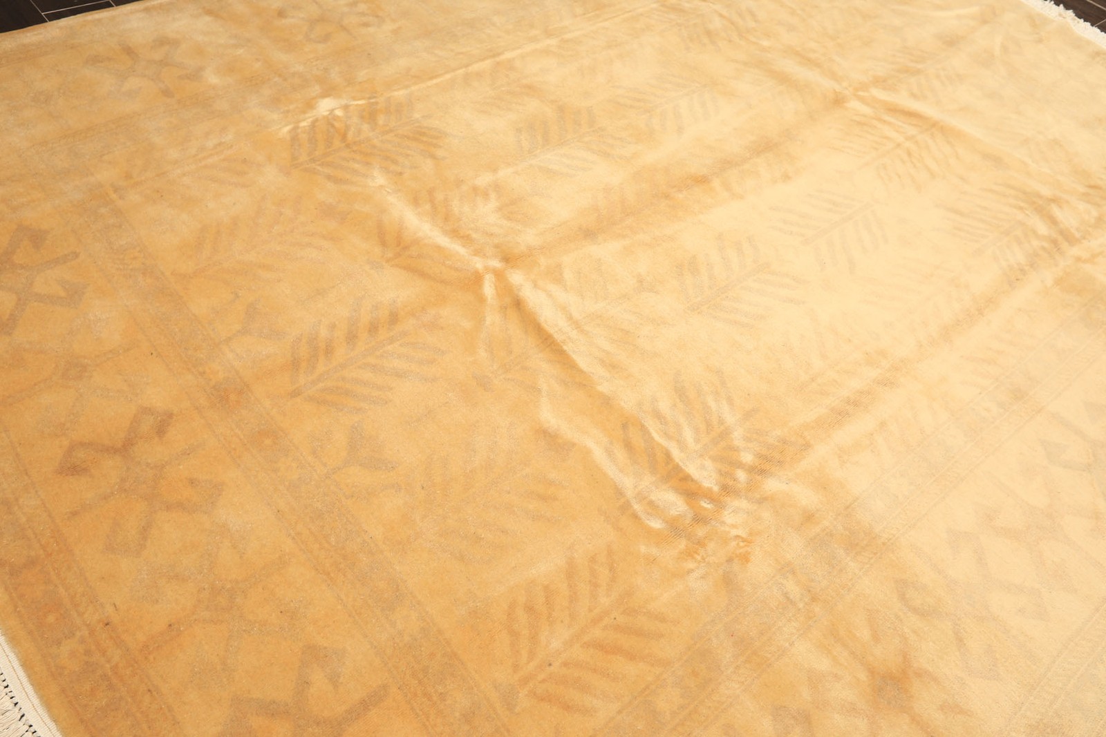 7’9”x9’10” Hand Knotted New Zealand Wool Tan Beige Oushak Silky Sheen Rug