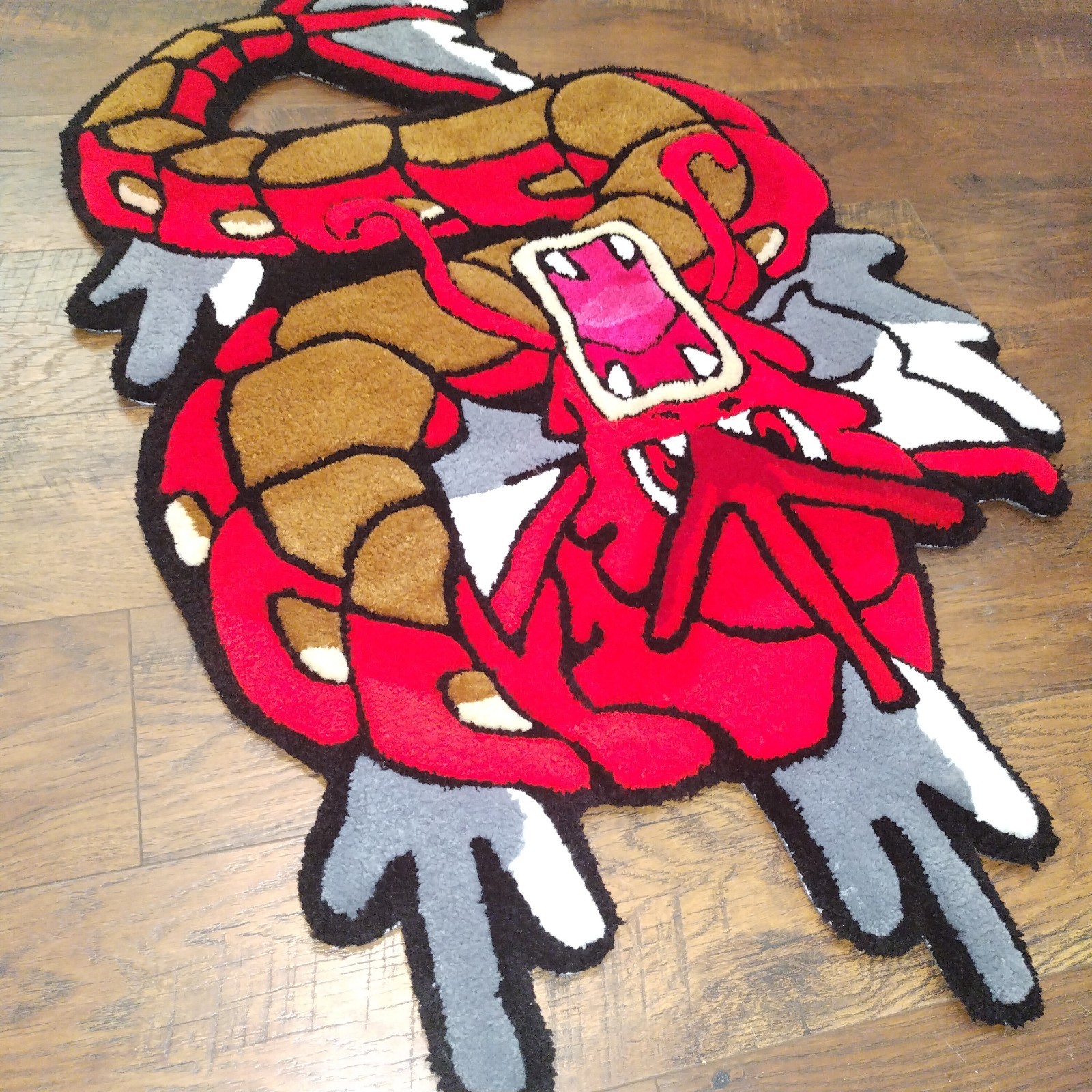 Handmade Custom Rug Gyarados Pokemon Shiny Red Anime Cartoon Dragon Water