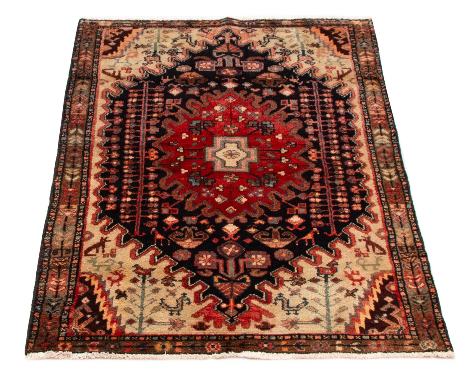 Vintage Traditional Hand-Knotted Area Rug 3’6″ x 5’1″ Oriental Wool Carpet