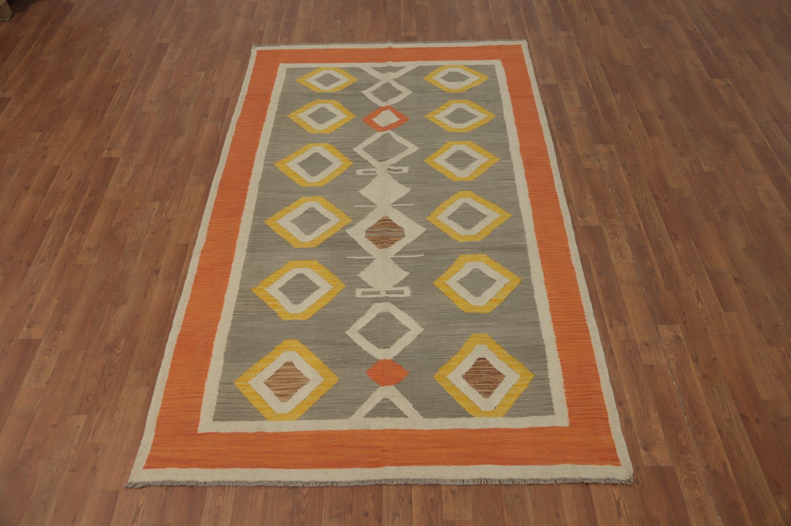 All-Over Geometric Kilim Kelim Handwoven Area Rug 5×8 ft Reversible Carpet
