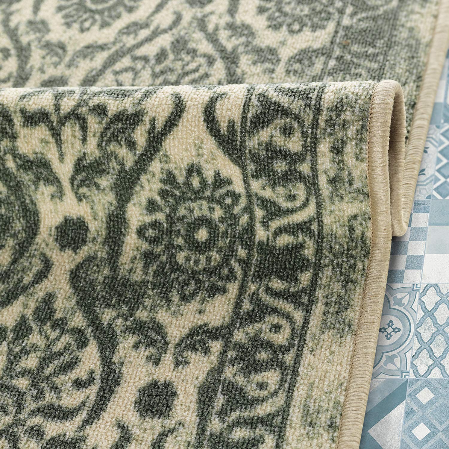 Antep Rugs Alfombras Non-Skid (Non-Slip) 2×7 2′ x 7′ (Rectangular), Green