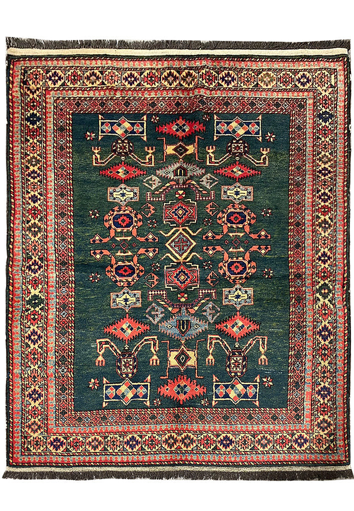 5×6 GREEN new Caucasian Rug #F-6648