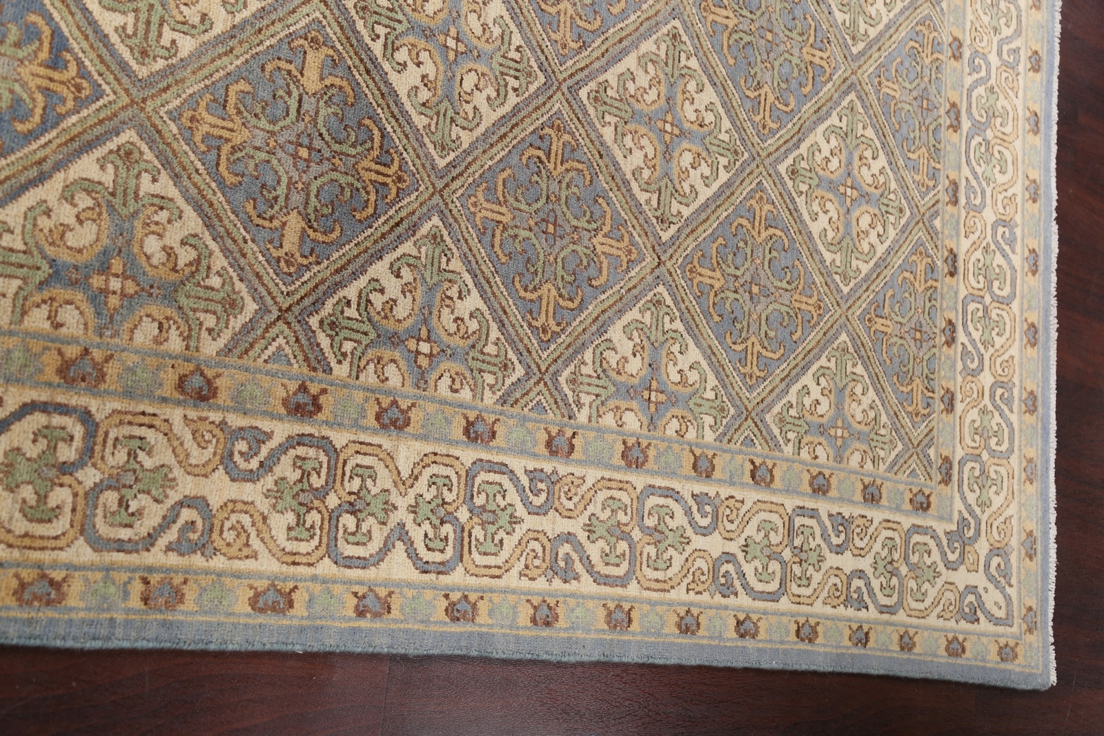 All-Over Geometric Khotan Oriental Area Rug Vegetable Dye Hand-knotted Wool 6×8