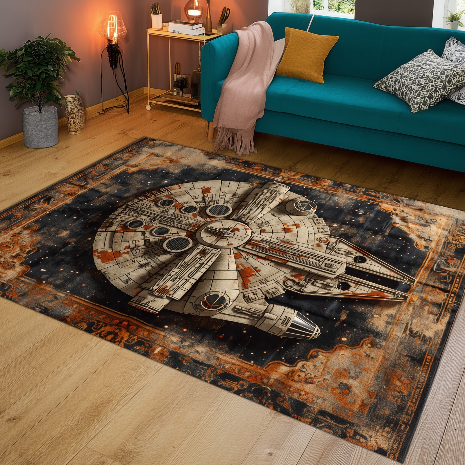 Millennium Falcon Rug, Star Wars Pattern Rug, Star Wars Rug, Starwars Rug