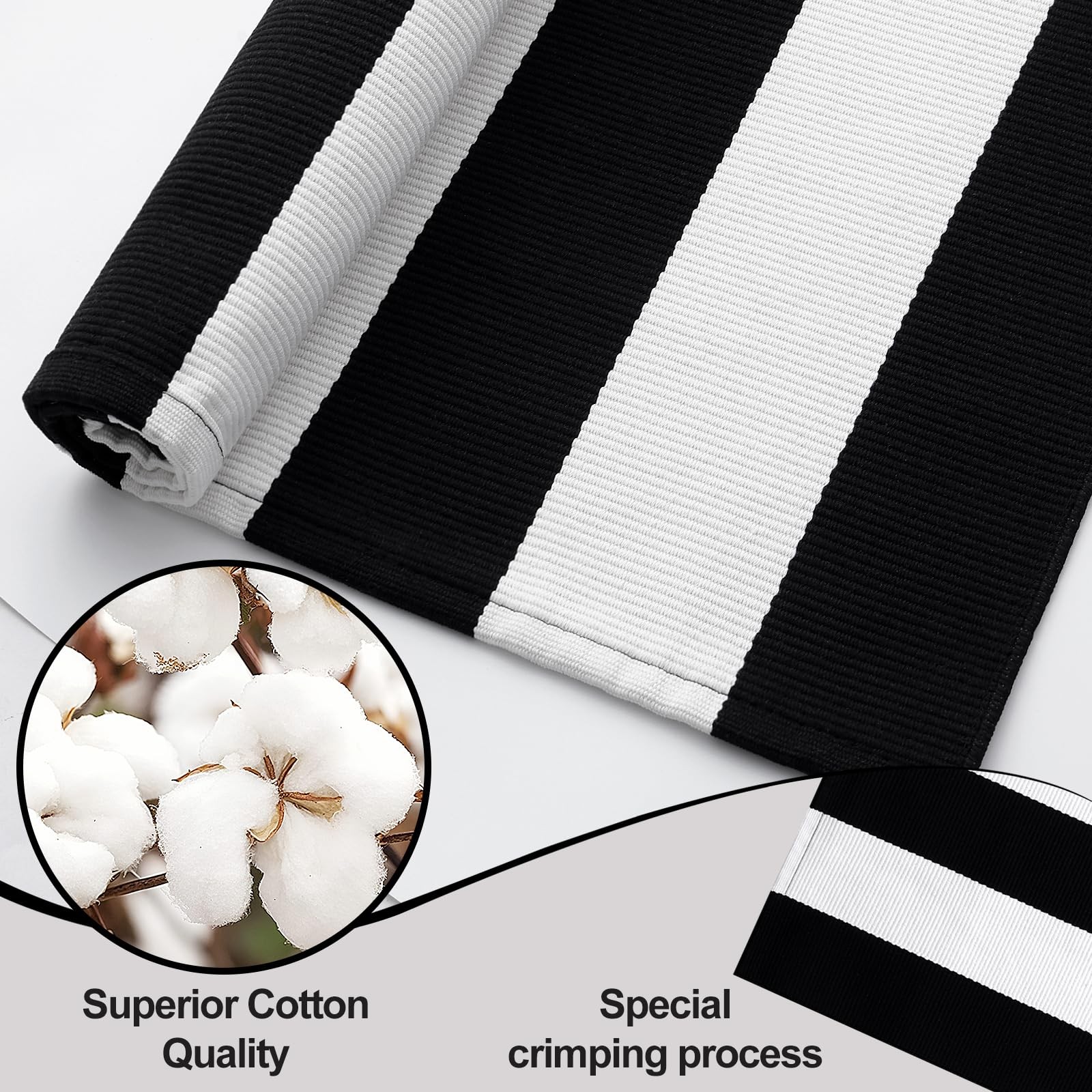 Black and White Striped Rug 2’4″ x 3’7″ (27.5″ x 43″) – Washable Cotton Indoo…