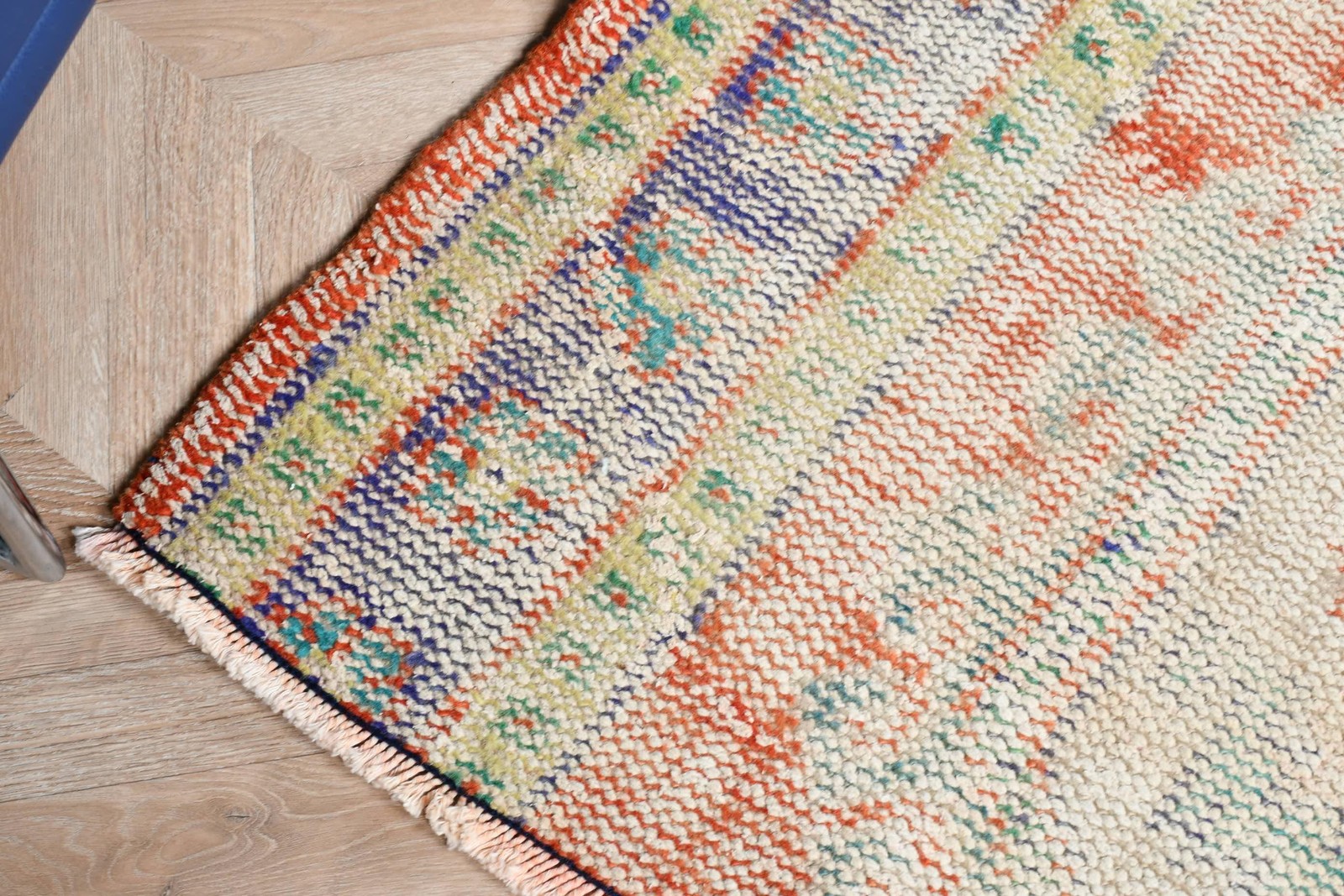 Vintage Turkish Rug 4,1×8,1 ft, Orange Camouflage Wool Rug