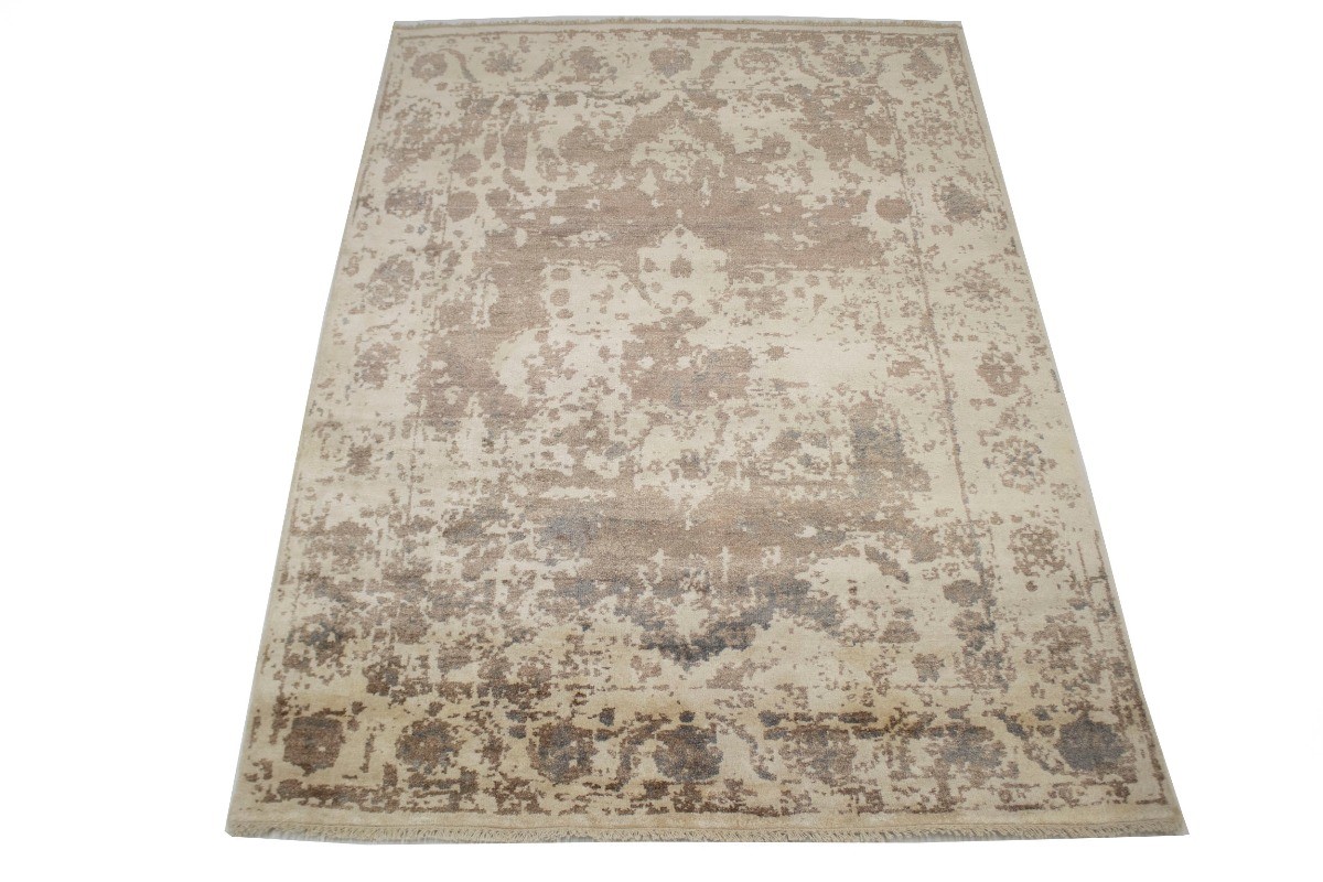 6X9 ft Handmade Viscose Silk Modern Rug Distressed Contemporary Oriental Carpet