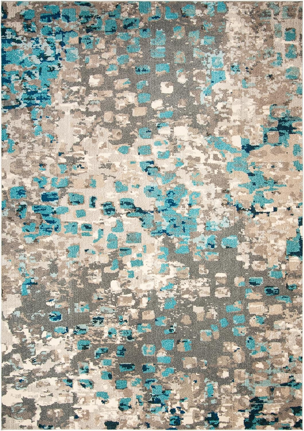 Monaco 8′ x 10′ Area Rug – Grey & Light Blue Boho Chic, Easy Care Design