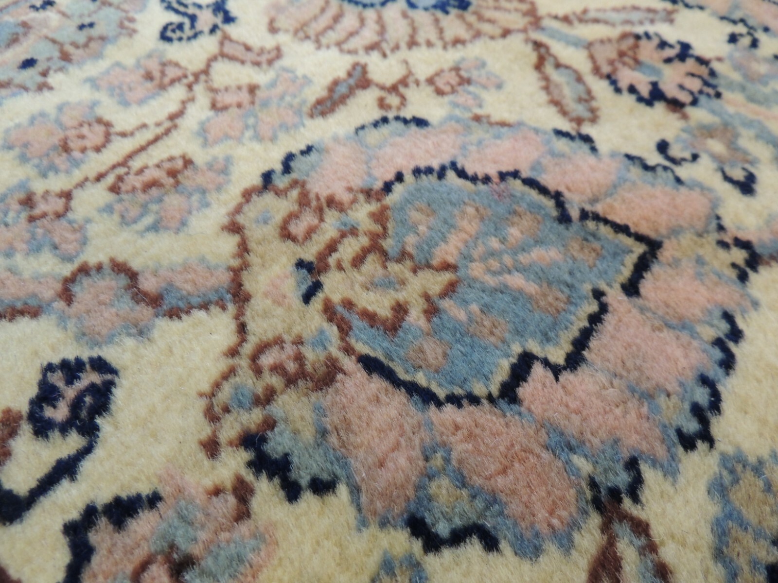 6×9 Romanian Oriental Area rug wool Ivory Blue Pink Navy All-Over pattern