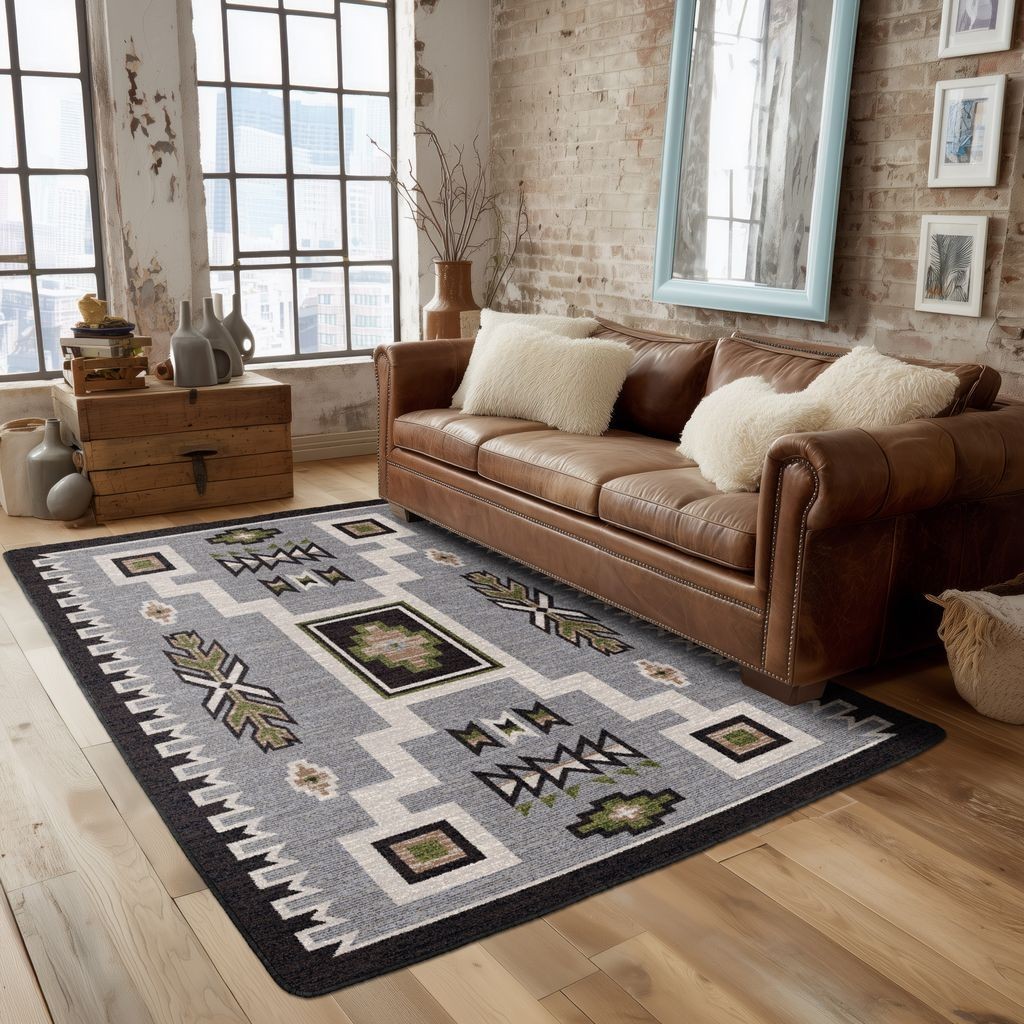 Old Crow Olive Southwestern Rustic Lodge Nylon Country Cabin Area Rug 11’x13′