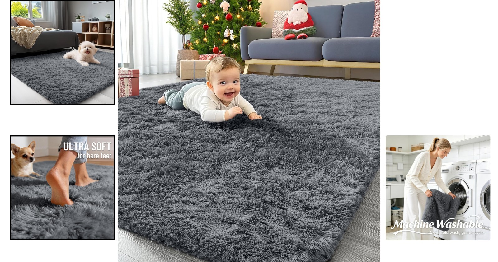 4×5.9 ft Machine Washable Shaggy Area Rug – Perfect for Nursery or Living Room