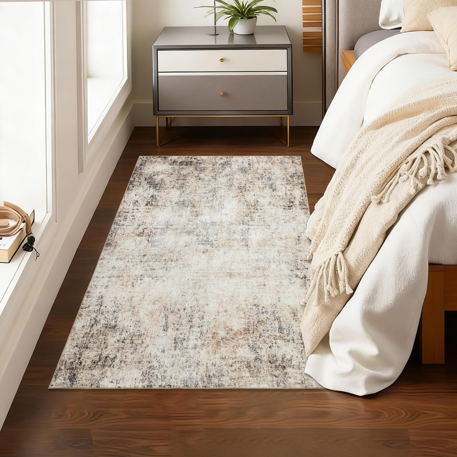Ruicharm Neutral 3×5 Rug 3′ x 5′ (Rectangular), Sandstone Beige Gray