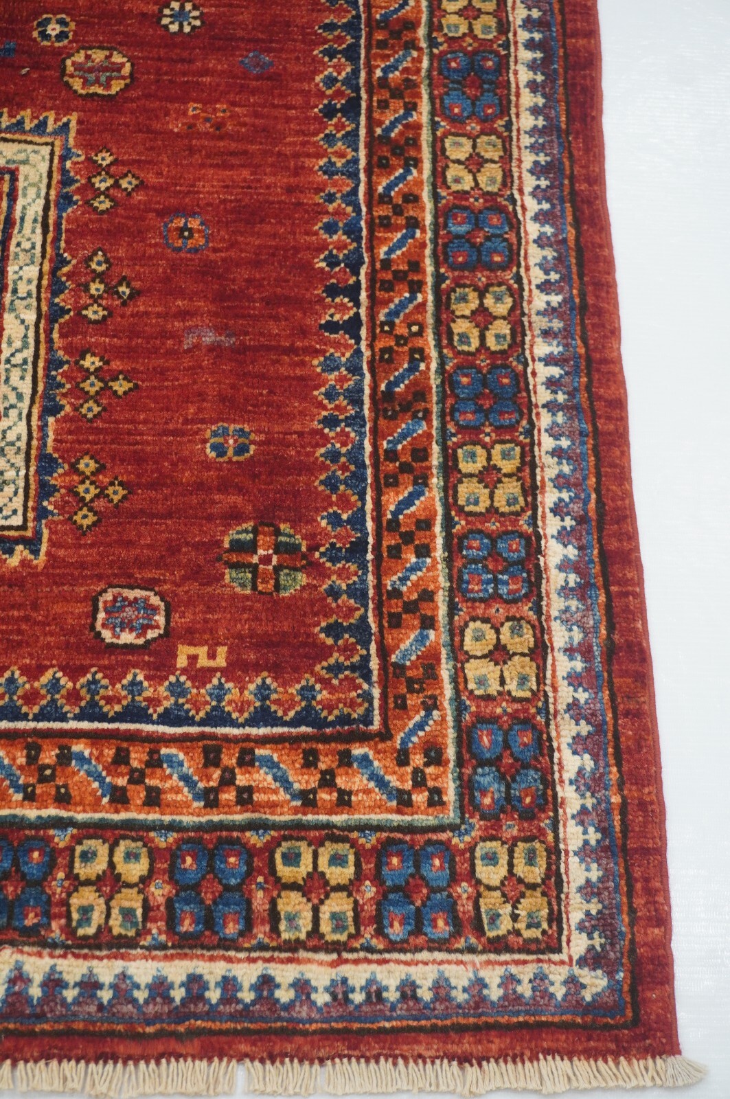 3 x 4 ft Red Oriental Afghan Hand Knotted Tribal Area Rug