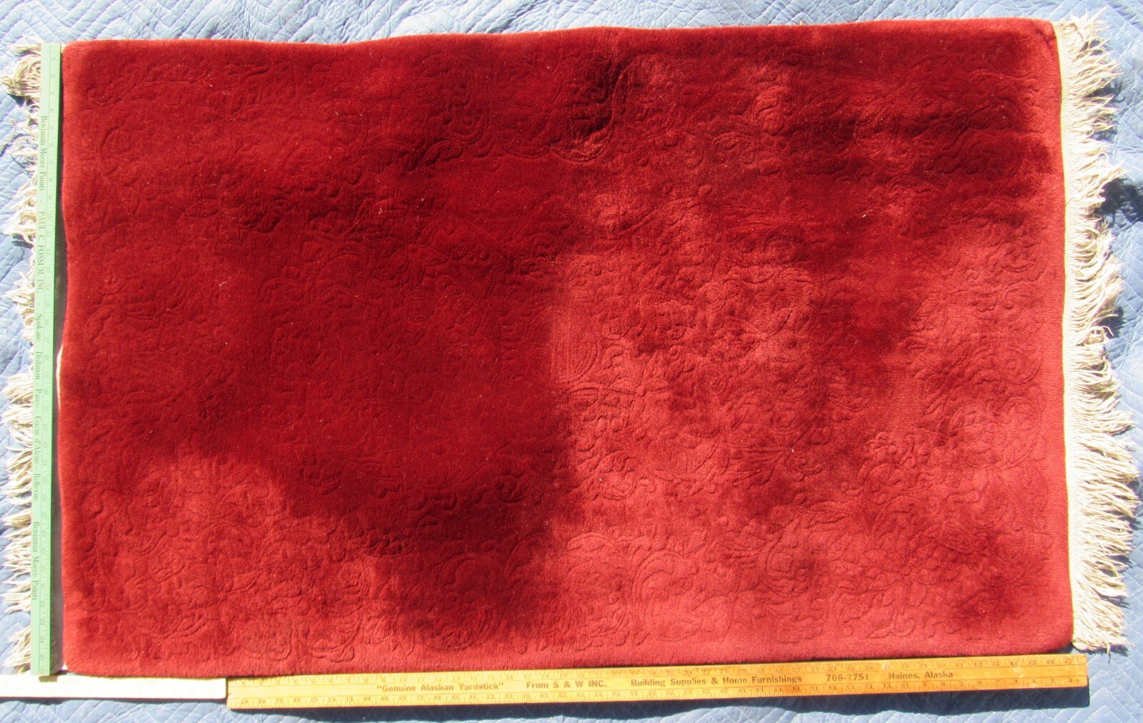 Nichols Chinese BURGUNDY Red FLORAL SCULPTED Rug 3’x5′ Wool Oriental Carpet