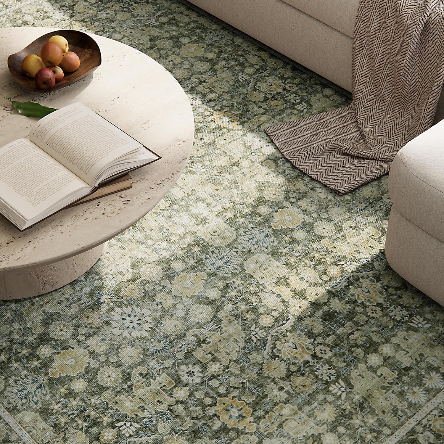 Soft Washable 9X12 Vintage Boho Area Rug – Non-Slip Stain Resistant Carpet