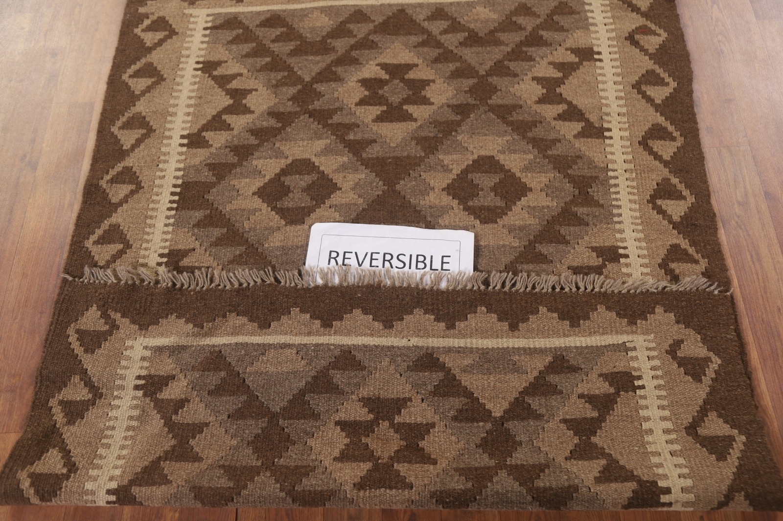 Southwestern 4×5 Reversible Kilim Kelim Rug Flat-woven Wool Brown Carpet