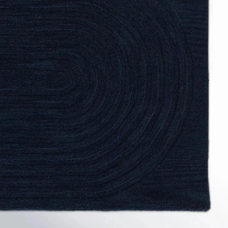 Hand Tufted Modern Abstract Rug | Navy Blue Wool Handmade Area Carpet