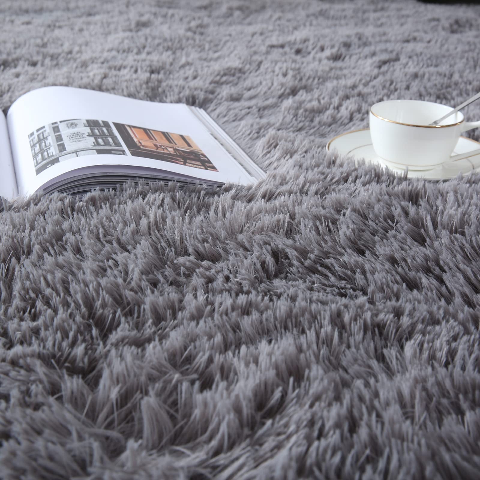 CAIYUECS Grey Area Rug 4×6 for Bedroom – Soft 4′ x 6′ (Rectangular),