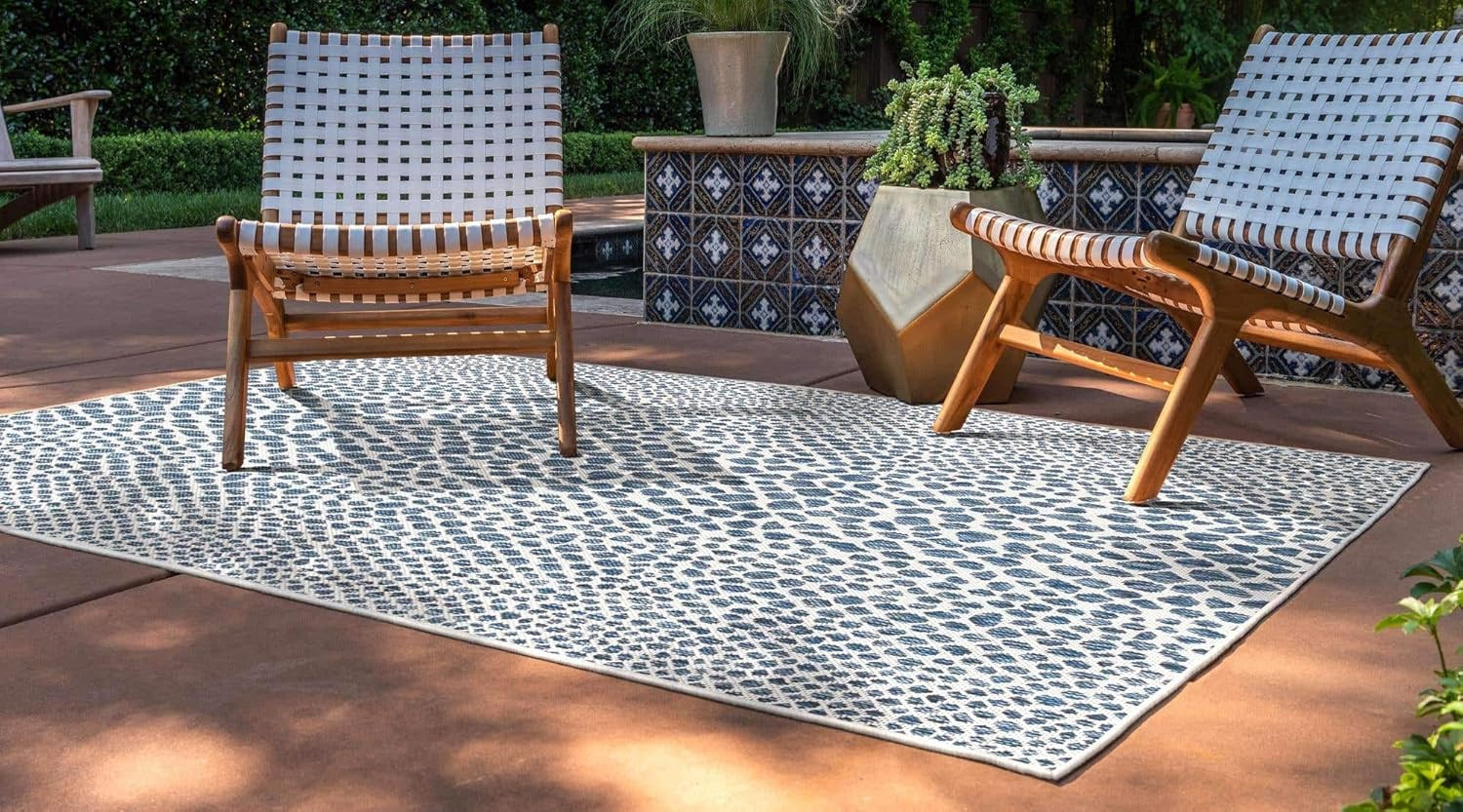 Cape Town Outdoor Area Rug – 7’10” x 10′ Rectangle, Blue/Olive