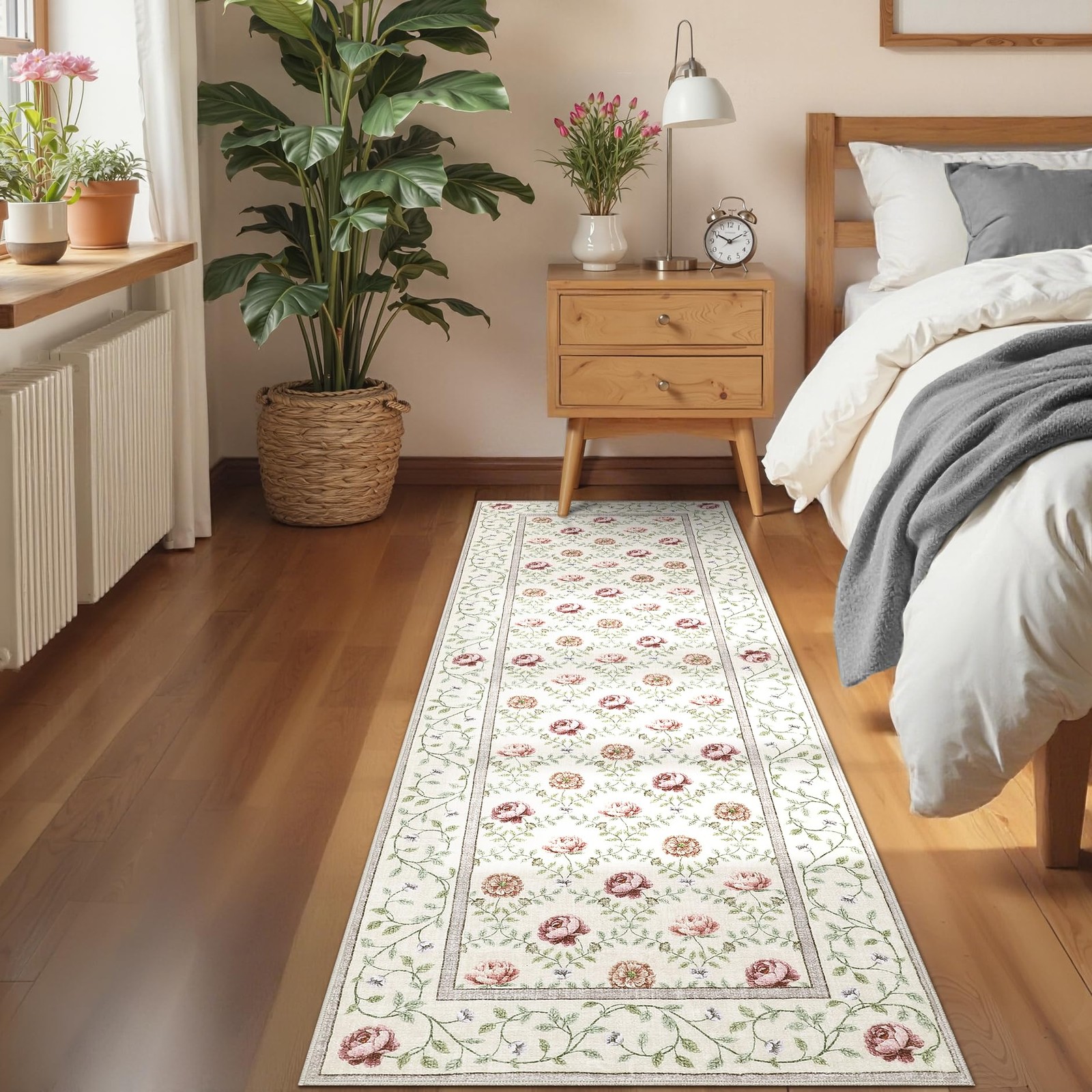 Runner Rug for Hallways 2×6 Kitchen Rugs, Non Slip Washable Vintage Floral Ru…