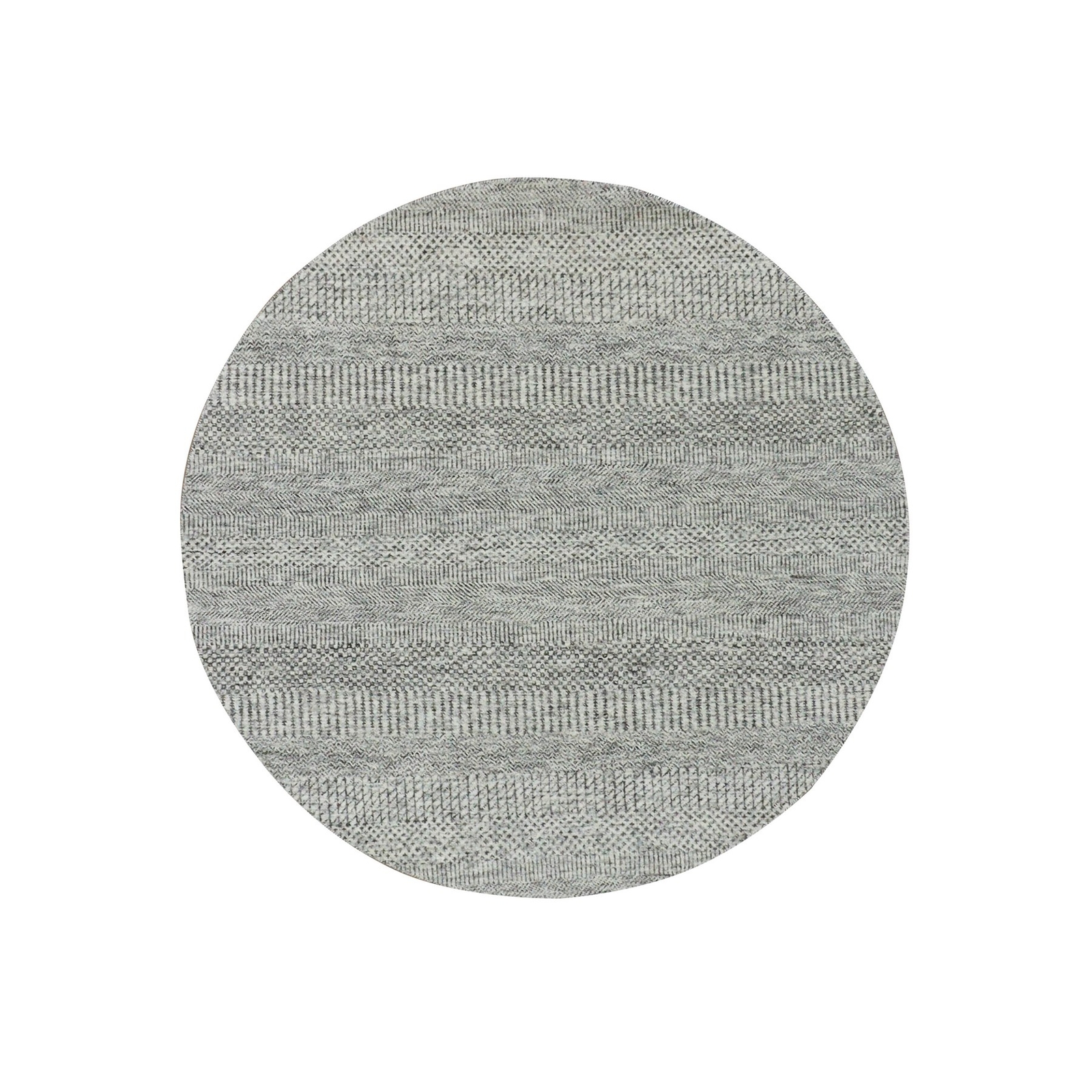 5′ x 5′ Timberwolf Gray Grass Design Undyed Wool Hand Knotted Round Rug R79696