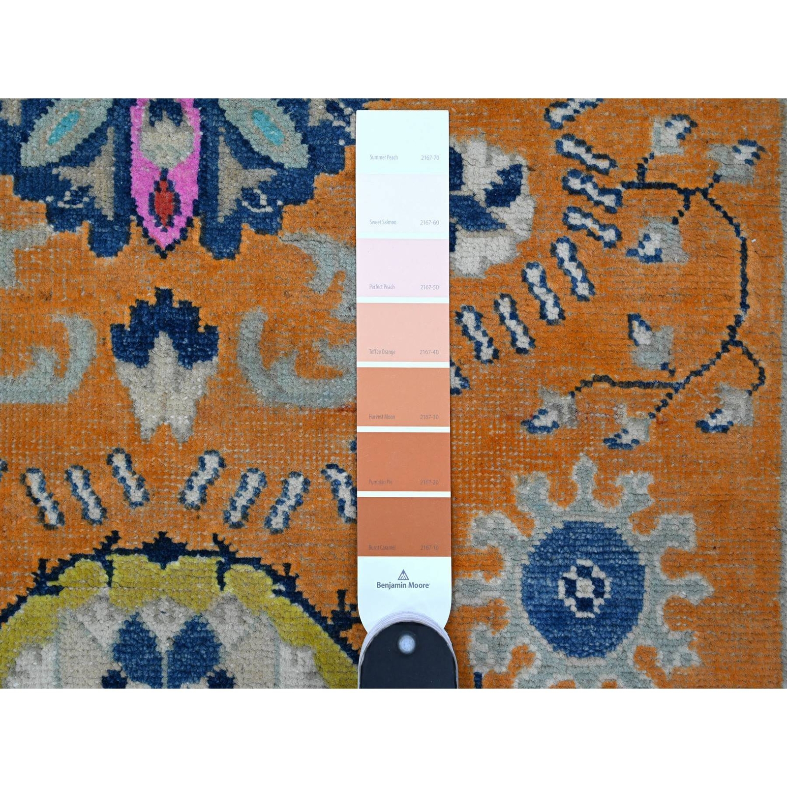 4’10” x 6’8″ Metallic Orange Pure Wool Colorful Fusion Kazak Oriental Rug R89336