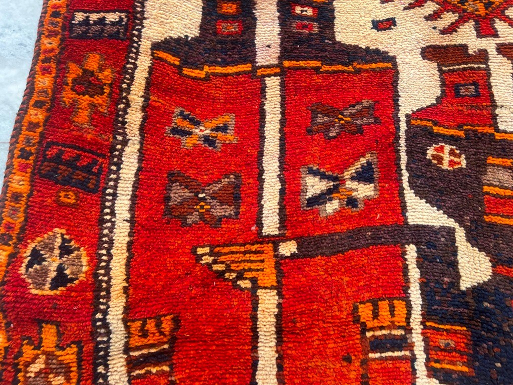 Pictorial Rug,Antique Rug,Afghan Rug,Turkish Rug,Boho Rug,Taimani Rug 5×13 ft