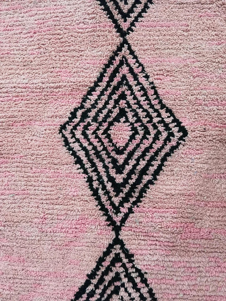 Moroccan Pink Wool Blend Rug Handmade Berber Tribal Area Carpet Tassel Rug