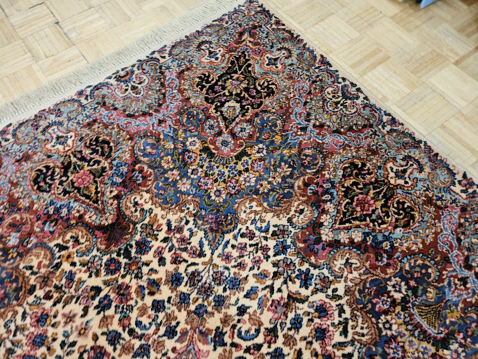 12×20 GENUINE ANTIQUE KARASTAN RUG IVORY FLORAL KIRMAN 759 100% WOOL RUG PALACE